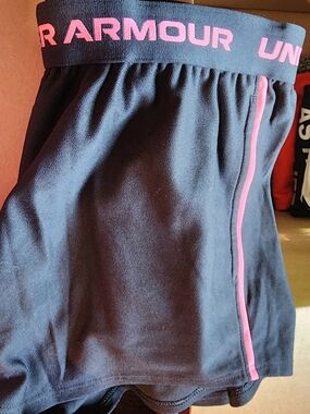 Under Armour Black Athletic Shorts with Pink Trim